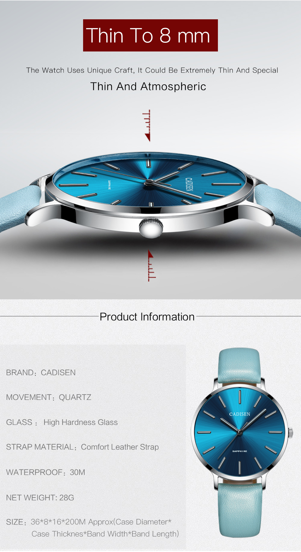 CADISEN C6136 Women Leather Band Waterproof Quartz Watches CADISEN C6136 Women Leather Band Waterproof Quartz Watches