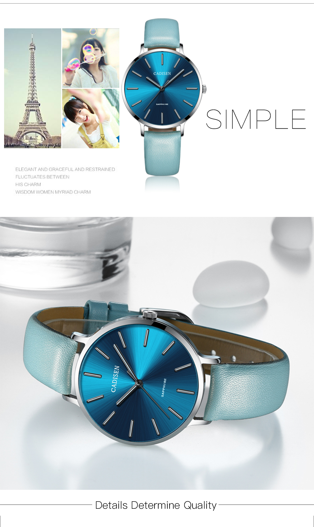 CADISEN C6136 Women Leather Band Waterproof Quartz Watches CADISEN C6136 Women Leather Band Waterproof Quartz Watches