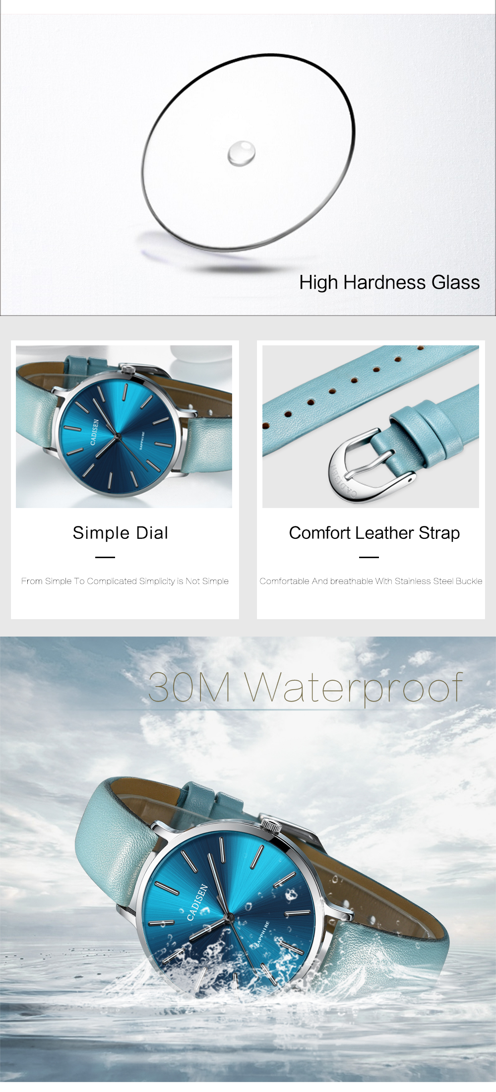 CADISEN C6136 Women Leather Band Waterproof Quartz Watches CADISEN C6136 Women Leather Band Waterproof Quartz Watches