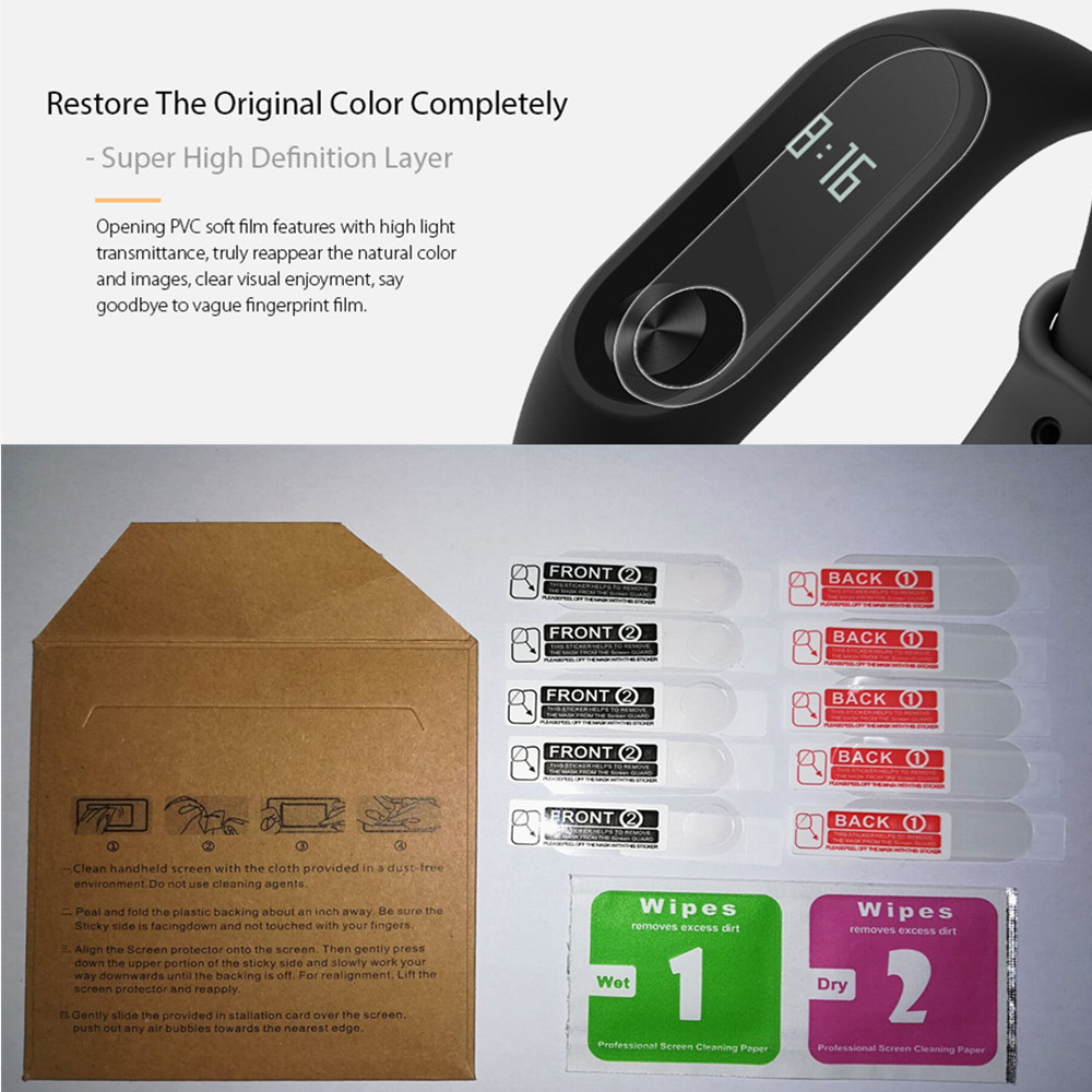 HD Scratch Resistant Protective Film for Xiaomi Mi Band 2 - 10PCS HD Scratch Resistant Protective Film for Xiaomi Mi Band 2 - 10PCS
