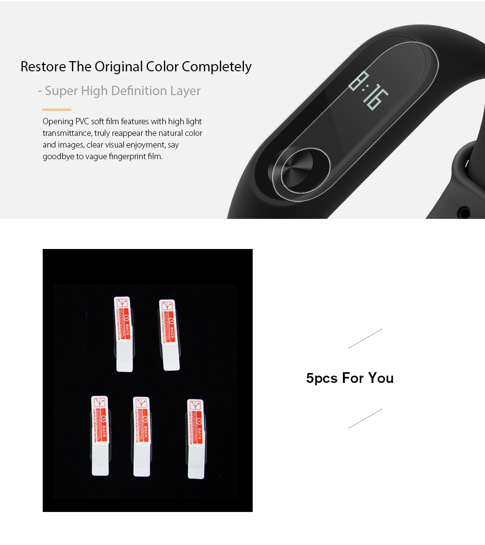 HD Ultra Thin Anti-scratch Protective Film for Xiaomi Mi Band 2 - 5pcs HD Ultra Thin Anti-scratch Protective Film for Xiaomi Mi Band 2 - 5pcs