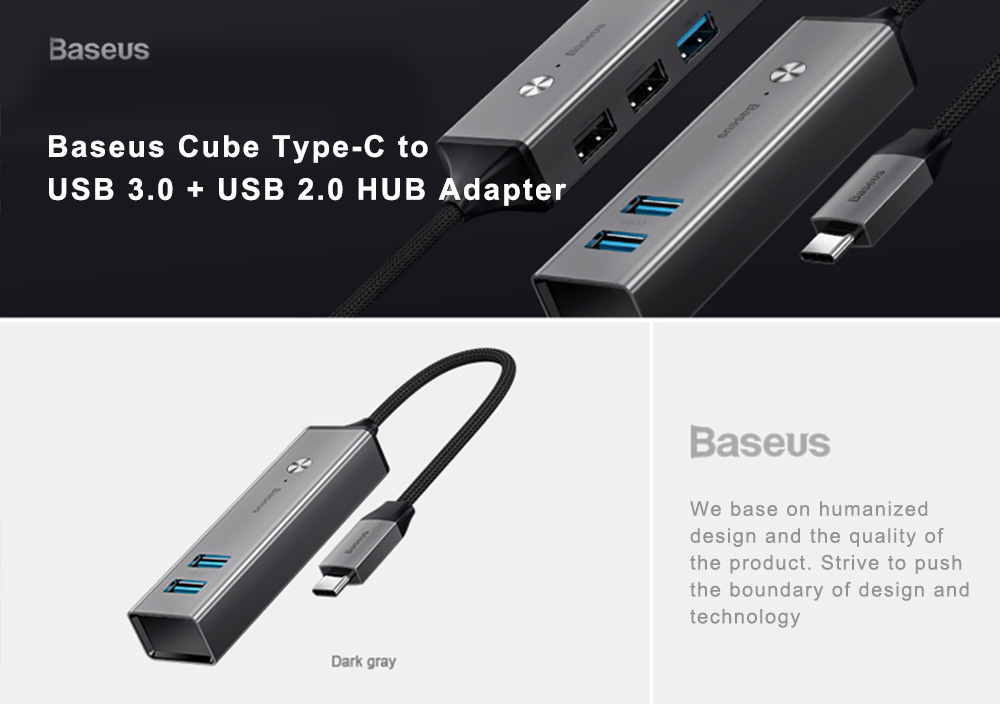 Baseus Cube Type-C to USB 3.0 + USB 2.0 HUB Adapter Portable 5 Ports Baseus Cube Type-C to USB 3.0 + USB 2.0 HUB Adapter Portable 5 Ports