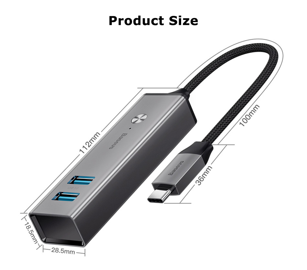 Baseus Cube Type-C to USB 3.0 + USB 2.0 HUB Adapter Portable 5 Ports Baseus Cube Type-C to USB 3.0 + USB 2.0 HUB Adapter Portable 5 Ports