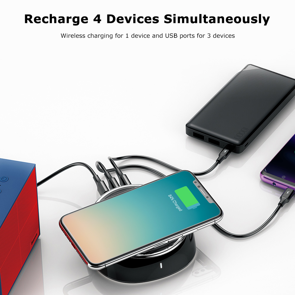 Baseus Star Sky 2-in-1 Desktop Wired Wireless Charger 3 USB Ports Baseus Star Sky 2-in-1 Desktop Wired Wireless Charger 3 USB Ports