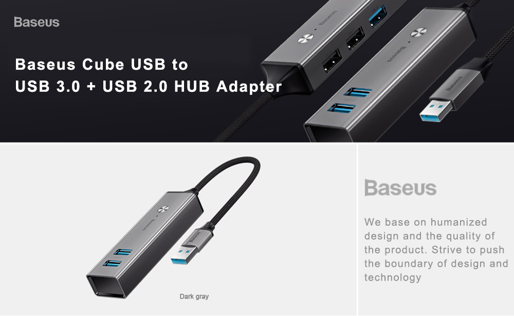 Baseus Cube USB to USB 3.0 + USB 2.0 HUB Adapter Portable 5 Ports Baseus Cube USB to USB 3.0 + USB 2.0 HUB Adapter Portable 5 Ports