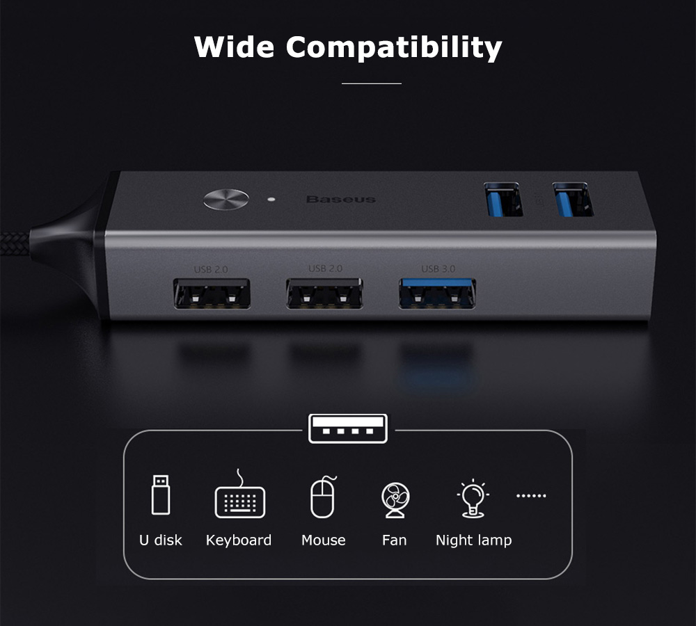 Baseus Cube USB to USB 3.0 + USB 2.0 HUB Adapter Portable 5 Ports Baseus Cube USB to USB 3.0 + USB 2.0 HUB Adapter Portable 5 Ports