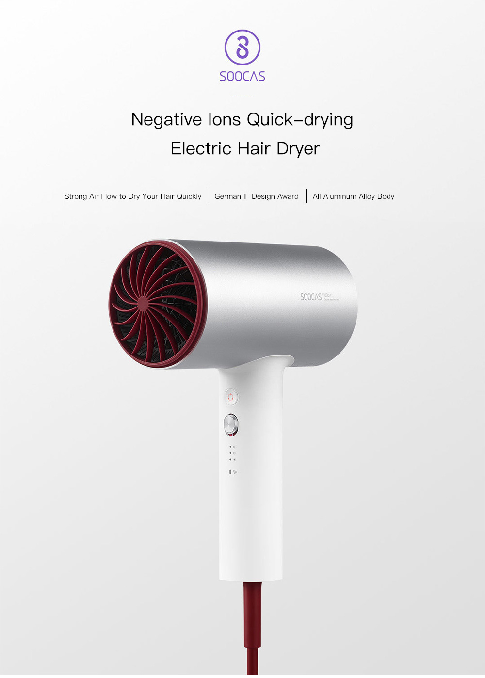 SOOCAS H3 Negative Ions Professional Electric Hair Dryer SOOCAS H3 Negative Ions Professional Electric Hair Dryer