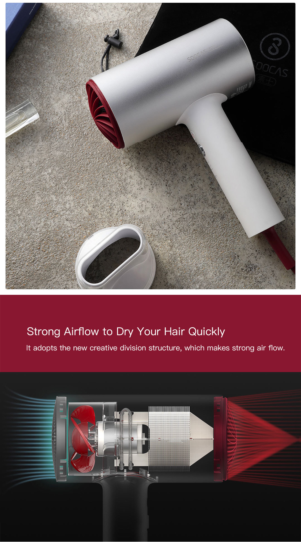 SOOCAS H3 Negative Ions Professional Electric Hair Dryer SOOCAS H3 Negative Ions Professional Electric Hair Dryer