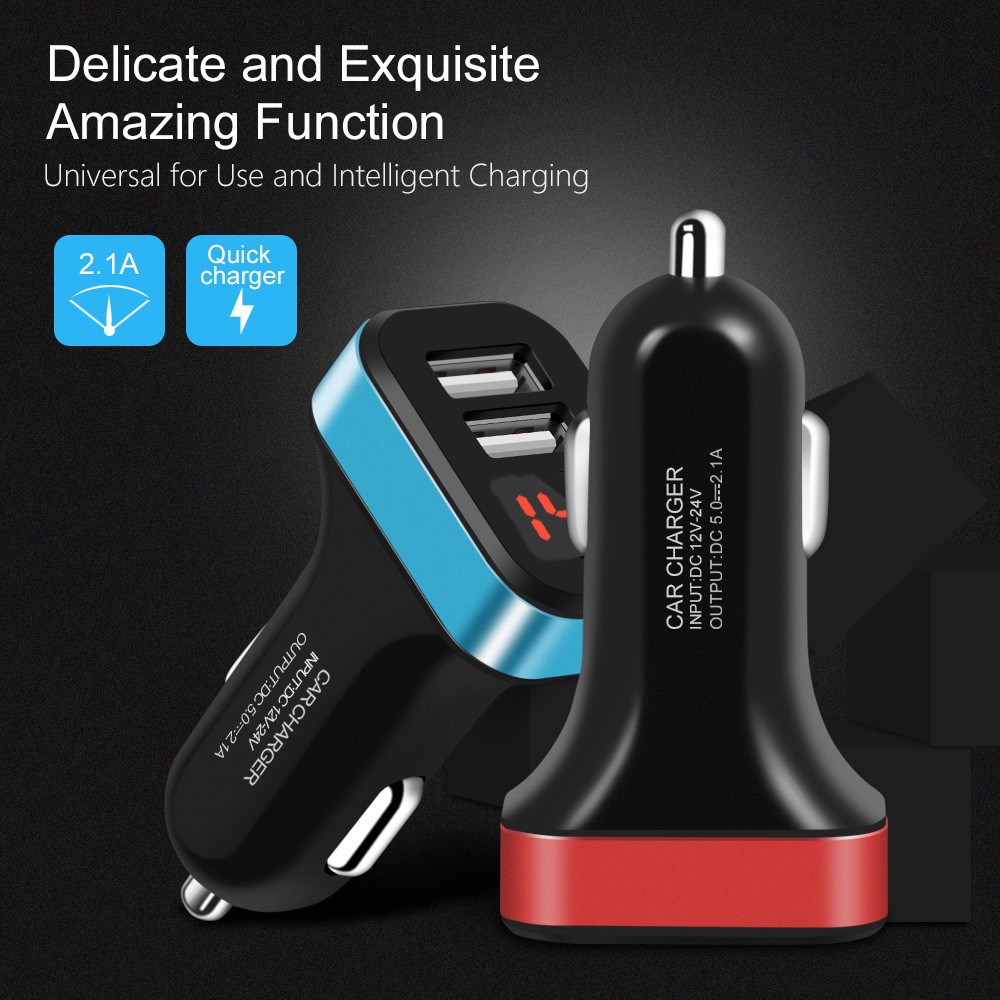 SpedCrd Dual USB Car Charger 5V 2.1A Digital Display Adapter SpedCrd Dual USB Car Charger 5V 2.1A Digital Display Adapter