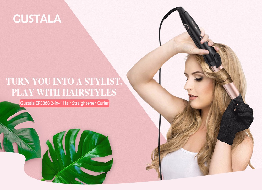 Gustala EPS868 Professional Fast Heating 2-in-1 Hair Straightener Curler Work Dating Salon Styling Tool Gustala EPS868 Professional Fast Heating 2-in-1 Hair Straightener Curler Work Dating Salon Styling Tool