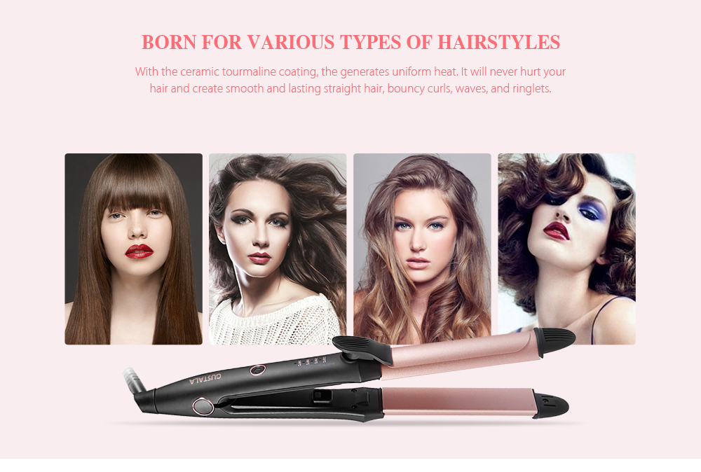 Gustala EPS868 Professional Fast Heating 2-in-1 Hair Straightener Curler Work Dating Salon Styling Tool Gustala EPS868 Professional Fast Heating 2-in-1 Hair Straightener Curler Work Dating Salon Styling Tool