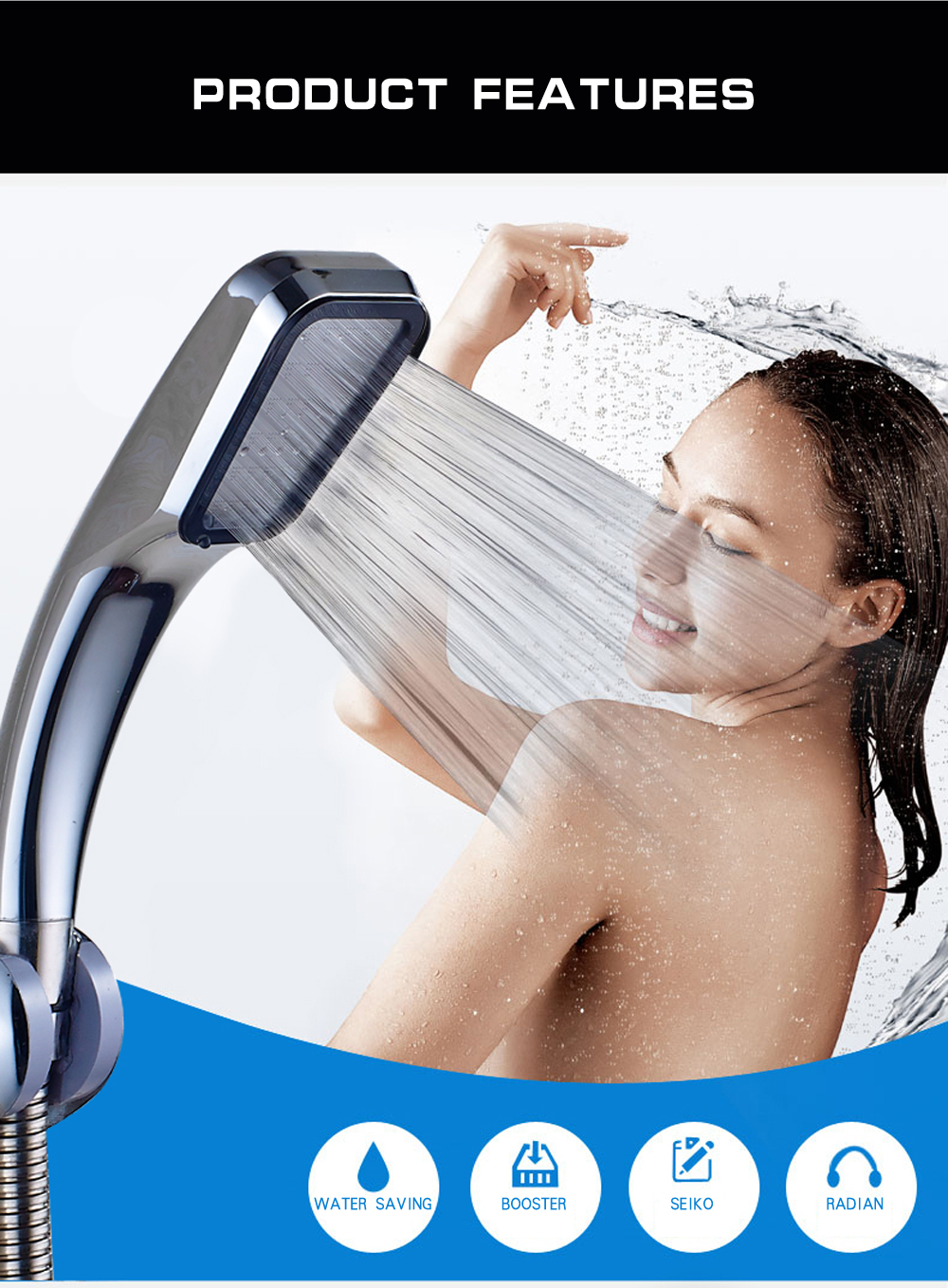 300 Holes Pressure Shower Head Water Saving Rainfall Bathroom Square Spray 300 Holes Pressure Shower Head Water Saving Rainfall Bathroom Square Spray