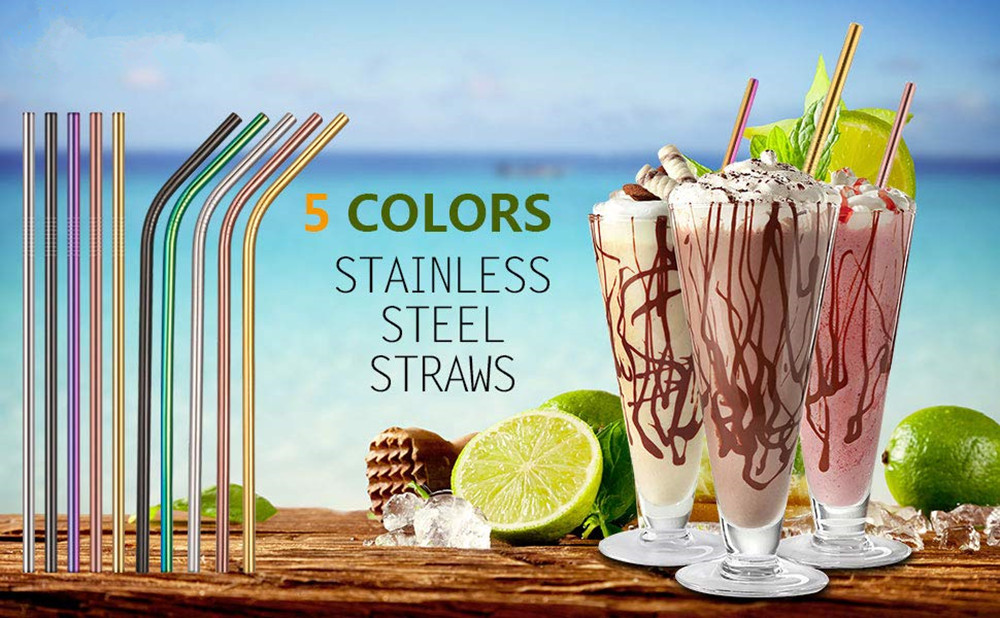 10pcs Stainless Steel Drinking Straws Multicolor Reusable 10pcs Stainless Steel Drinking Straws Multicolor Reusable