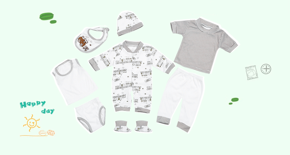 8pcs Han Edition Trendy Cotton Stripe Dot Newborn Babies Clothes Set 8pcs Han Edition Trendy Cotton Stripe Dot Newborn Babies Clothes Set