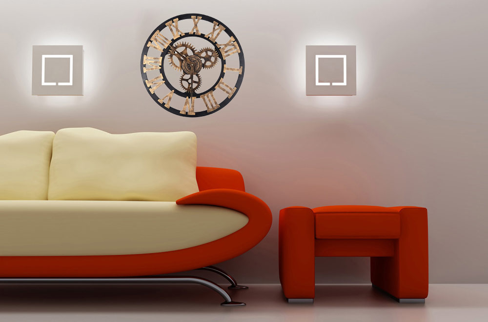 17.7 Inch 3D Large Retro Decorative Wall Clock Big Art Gear Design