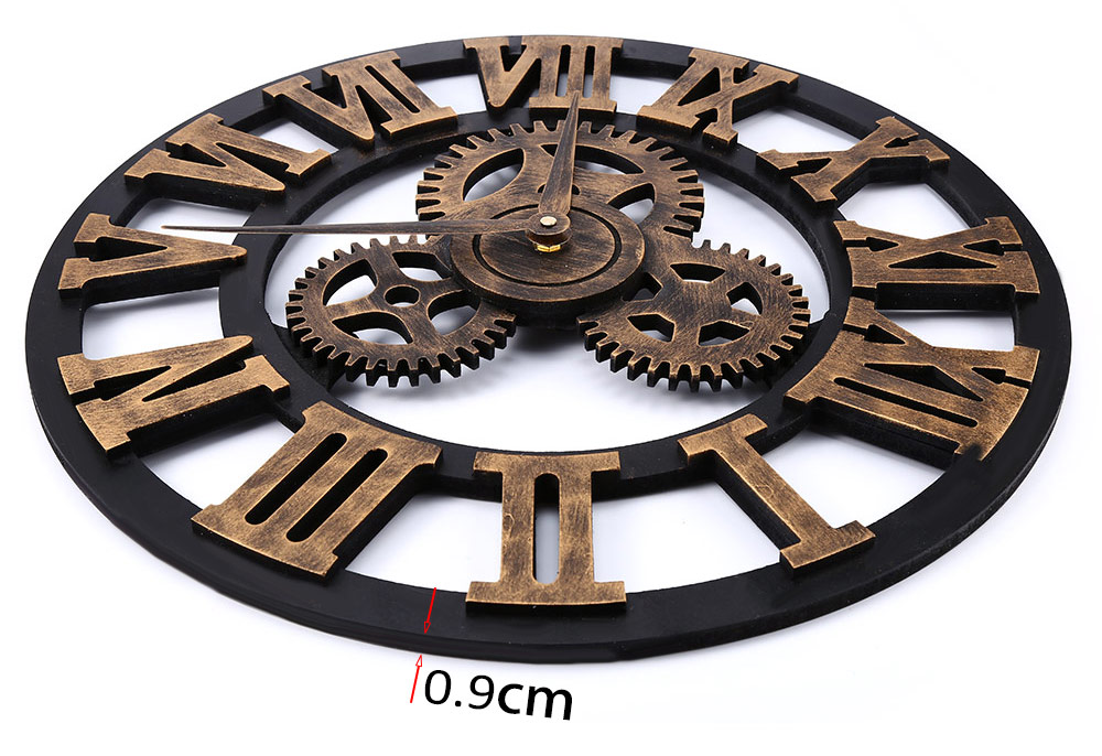 17.7 Inch 3D Large Retro Decorative Wall Clock Big Art Gear Design