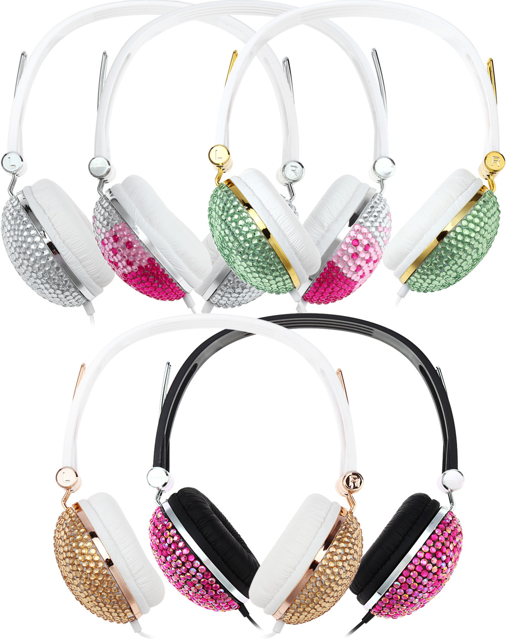 Anti-noise Music Headphone with Artificial Crystal Rhinestone Bling