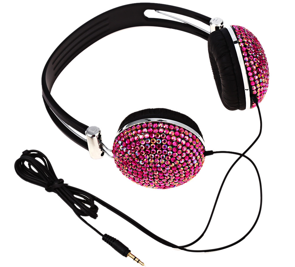 Anti-noise Music Headphone with Artificial Crystal Rhinestone Bling