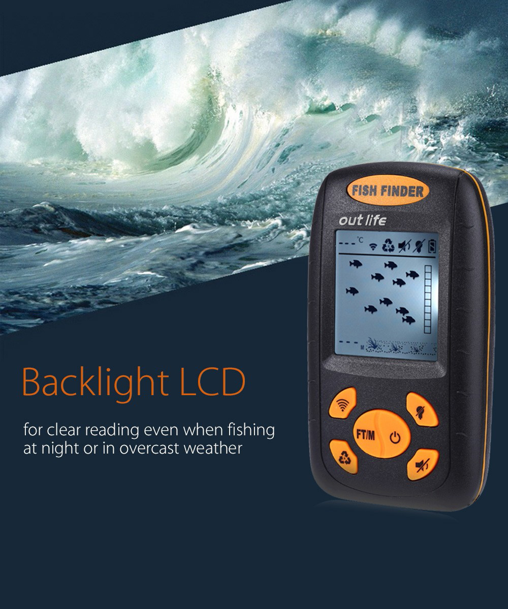 Outlife XF-01 Portable Sonar LCD Fish Finder Wire Alarm 100M Outlife XF-01 Portable Sonar LCD Fish Finder Wire Alarm 100M