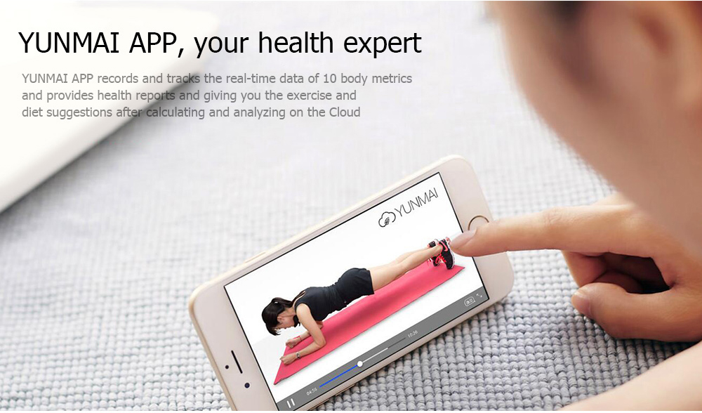 YUNMAI M1301 App Control Bluetooth Smart Body Fat Electronic Scale ITO Tempered Glass Surface