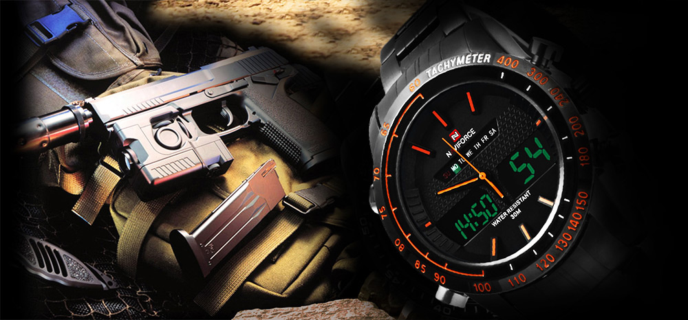 NAVIFORCE NF9024 Dual Movt Men Quartz Watch Analog Digital LED Wristwatch Calendar Watches Stainless Steel Strap NAVIFORCE NF9024 Dual Movt Men Quartz Watch Analog Digital LED Wristwatch Calendar Watches Stainless Steel Strap