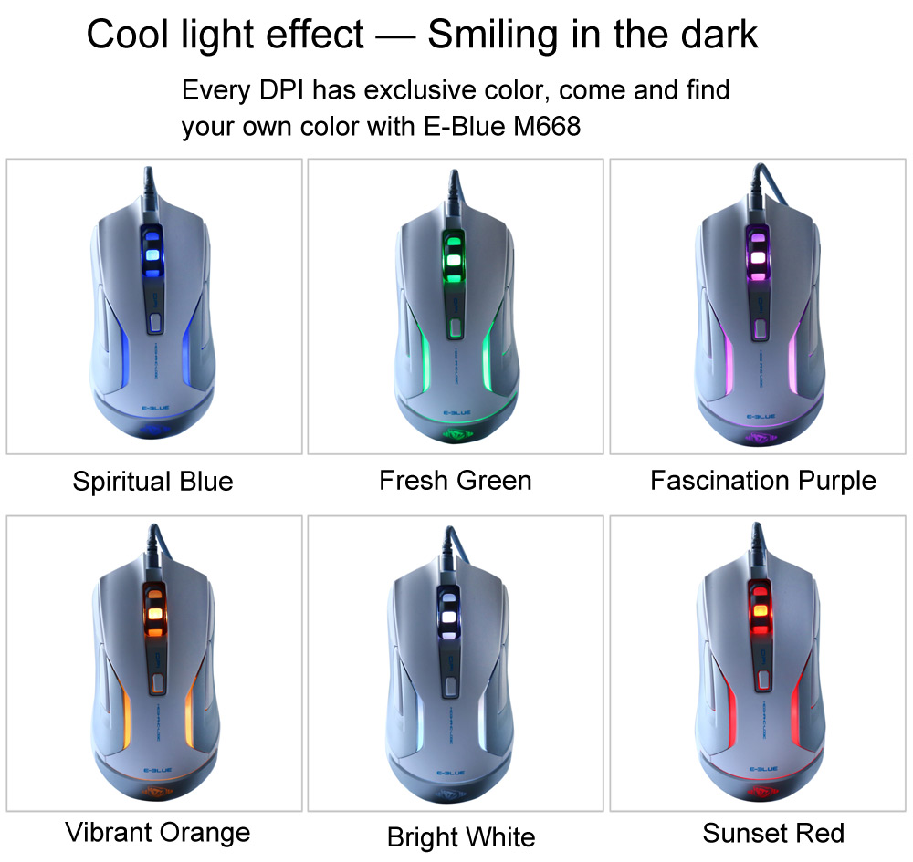 E - 3LUE M - 668 USB Wired LED Flashing Professional Game Mouse