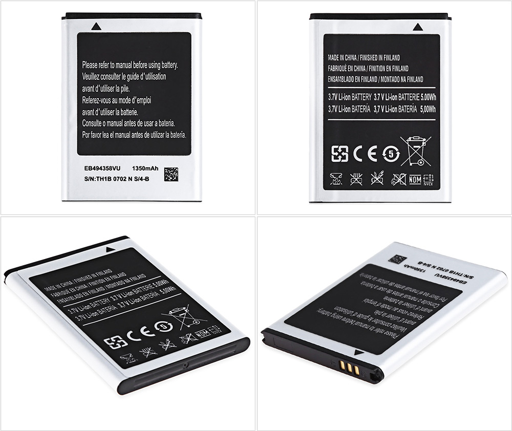 EB494358VU 1350mAh Replacement Li-ion Battery for Samsung ACE / S5830 / S5830I / Pro B7510 / M Pro B7800 / Gio S5660 / Fit S5670 