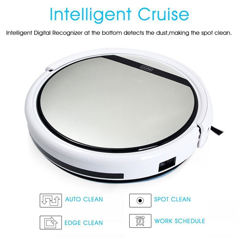 ilife Intelligent Robotic Vacuum Cleaner LCD Touch Screen Self-charge HEPA Filter Sensor Remote Control Robot Aspirador