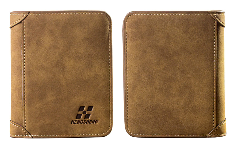 Men Solid Color Letter Embellishment Dull Polish Open Vertical Wallet Men Solid Color Letter Embellishment Dull Polish Open Vertical Wallet