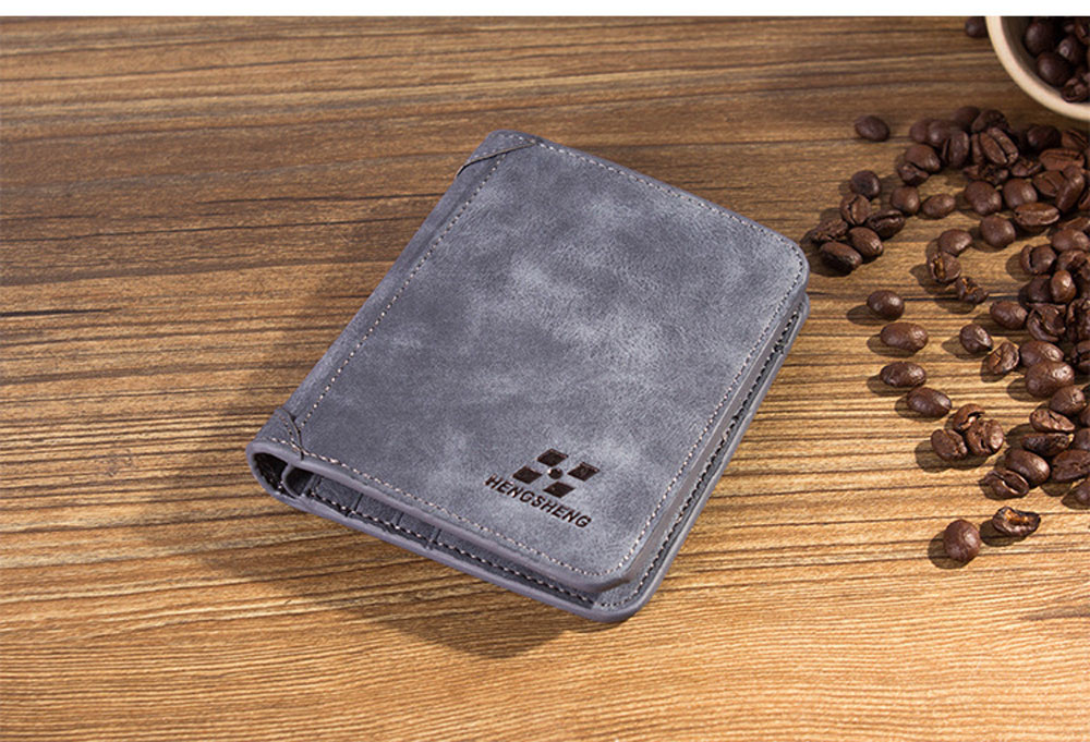 Men Solid Color Letter Embellishment Dull Polish Open Vertical Wallet Men Solid Color Letter Embellishment Dull Polish Open Vertical Wallet