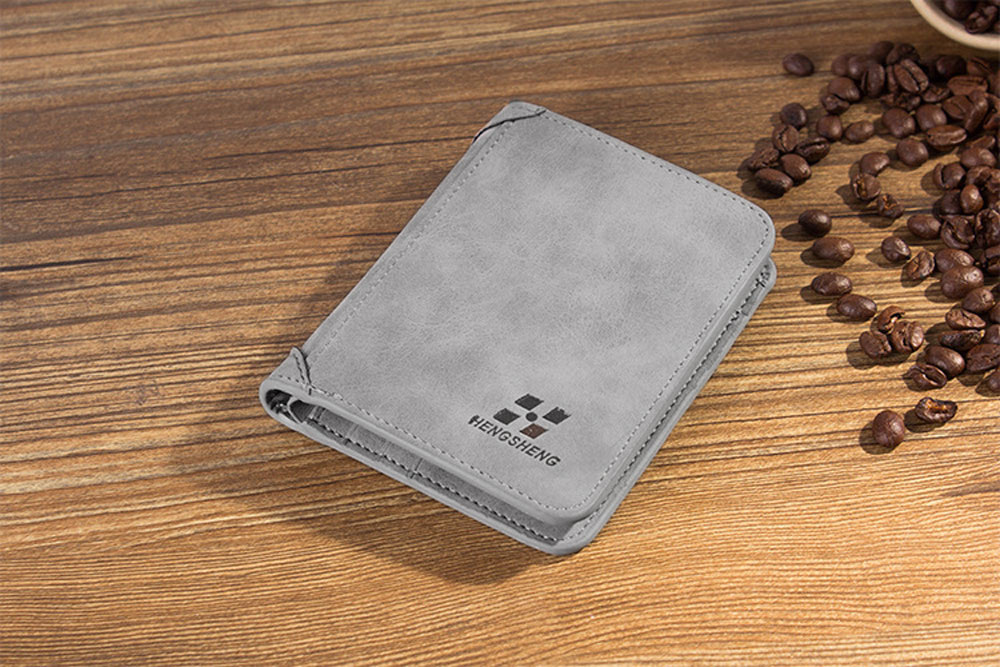 Men Solid Color Letter Embellishment Dull Polish Open Vertical Wallet Men Solid Color Letter Embellishment Dull Polish Open Vertical Wallet