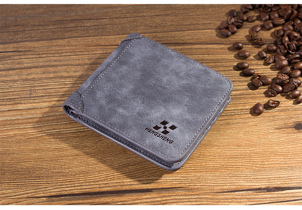 Men Solid Color Letter Embellishment Dull Polish Open Vertical Wallet Men Solid Color Letter Embellishment Dull Polish Open Vertical Wallet
