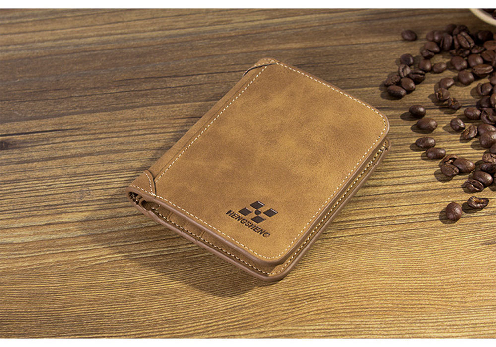 Men Solid Color Letter Embellishment Dull Polish Open Vertical Wallet Men Solid Color Letter Embellishment Dull Polish Open Vertical Wallet