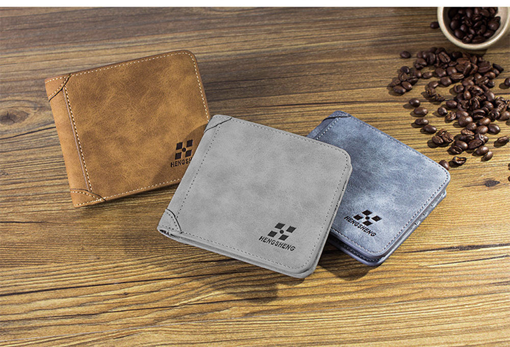 Men Solid Color Letter Embellishment Dull Polish Open Vertical Wallet Men Solid Color Letter Embellishment Dull Polish Open Vertical Wallet