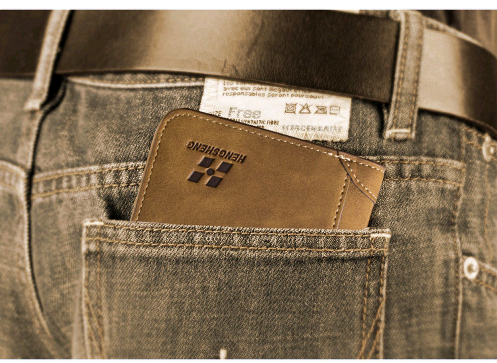 Men Solid Color Letter Embellishment Dull Polish Open Vertical Wallet Men Solid Color Letter Embellishment Dull Polish Open Vertical Wallet