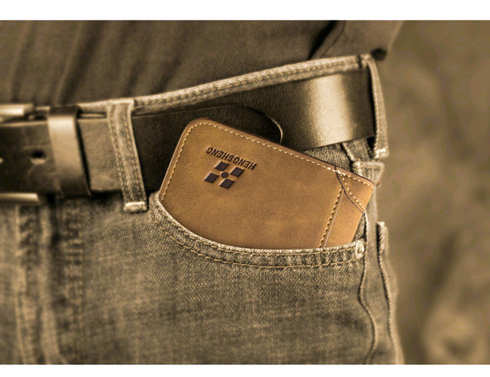 Men Solid Color Letter Embellishment Dull Polish Open Vertical Wallet Men Solid Color Letter Embellishment Dull Polish Open Vertical Wallet