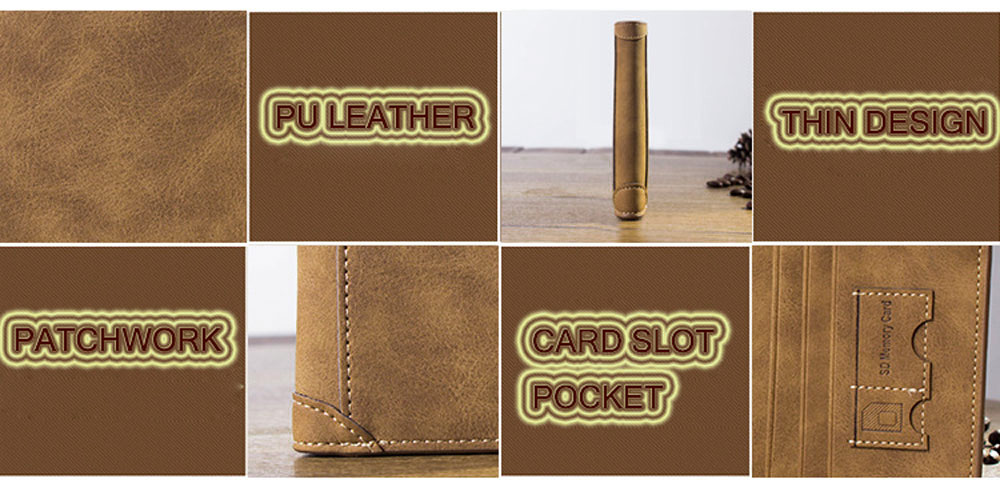 Men Solid Color Letter Embellishment Dull Polish Open Vertical Wallet Men Solid Color Letter Embellishment Dull Polish Open Vertical Wallet