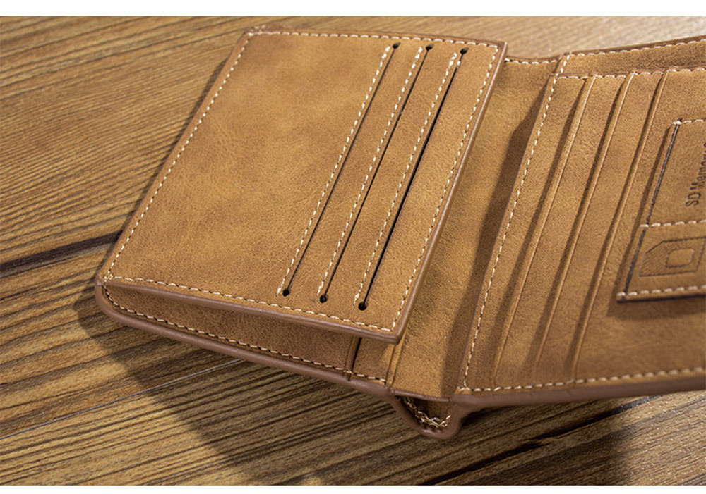 Men Solid Color Letter Embellishment Dull Polish Open Vertical Wallet Men Solid Color Letter Embellishment Dull Polish Open Vertical Wallet