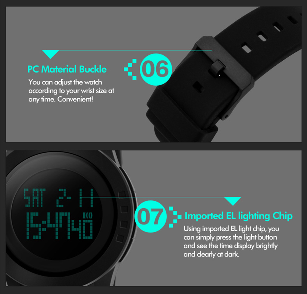 SKMEI 1142 Male Sport LED Digital Watch Water Resistance Wristwatch