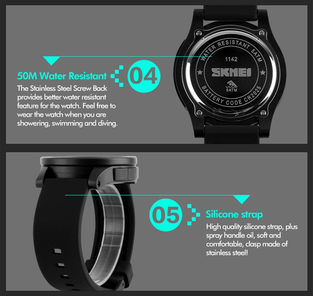 SKMEI 1142 Male Sport LED Digital Watch Water Resistance Wristwatch