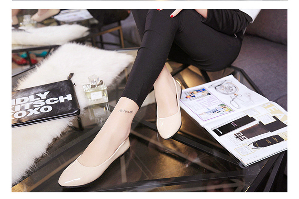 Casual Pure Color Patent Leather Flat Shoes for Women Casual Pure Color Patent Leather Flat Shoes for Women