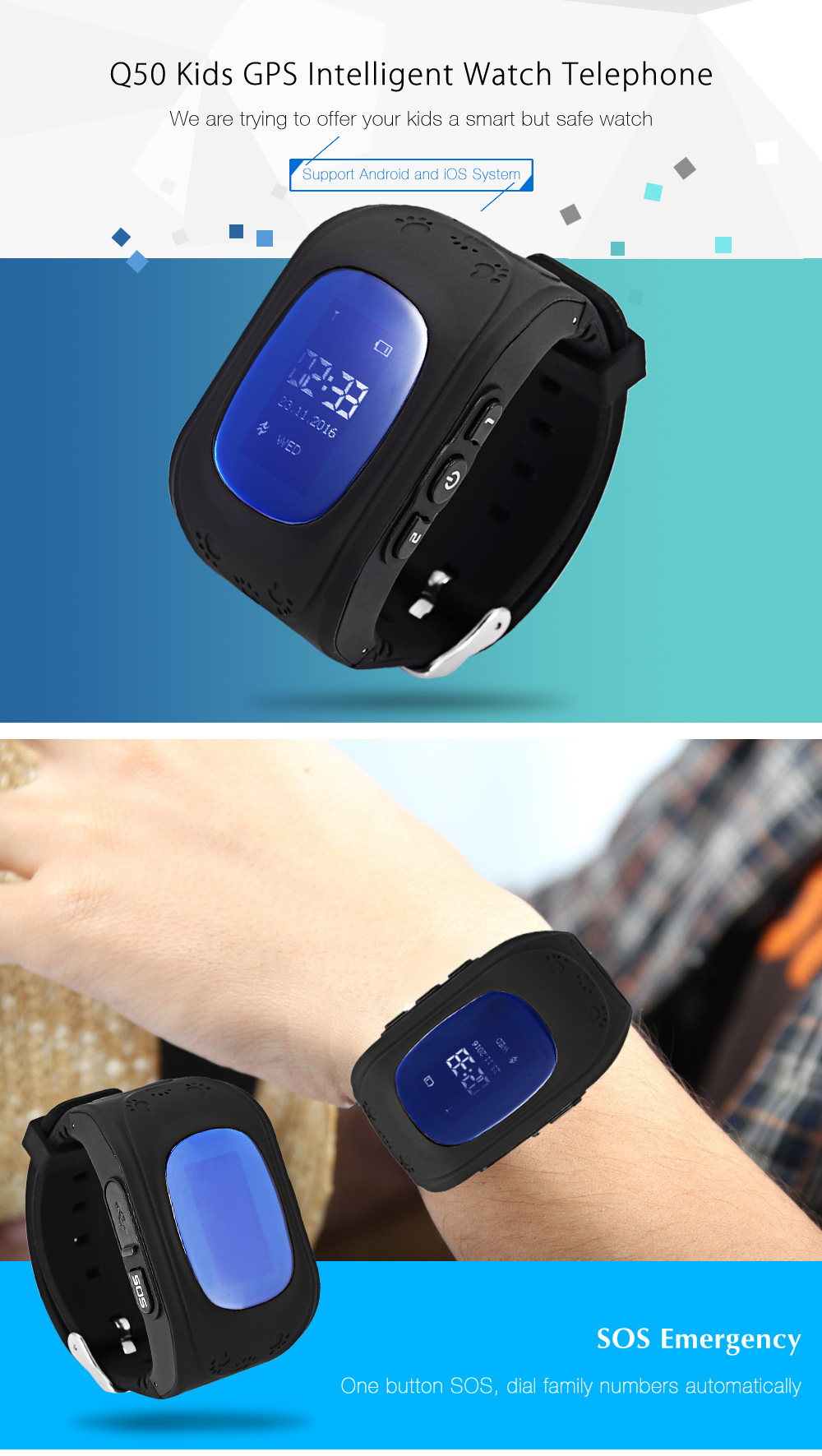 Q50 Kids GPS Intelligent Smart Watch Telephone Pedometer LCD Display Smartwatch Q50 Kids GPS Intelligent Smart Watch Telephone Pedometer LCD Display Smartwatch