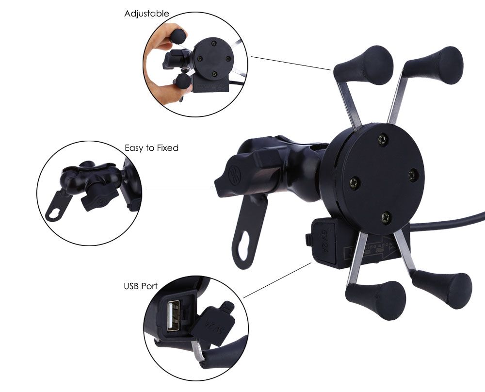 CS - 328 X Type Motorcycle Phone Holder USB Socket Power Outlet Charger CS - 328 X Type Motorcycle Phone Holder USB Socket Power Outlet Charger
