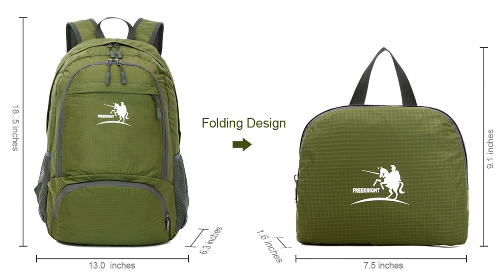 Free Knight FK0716 Nylon Folding Water Resistant Backpack Schoolbag for Camping Hiking Traveling Sports