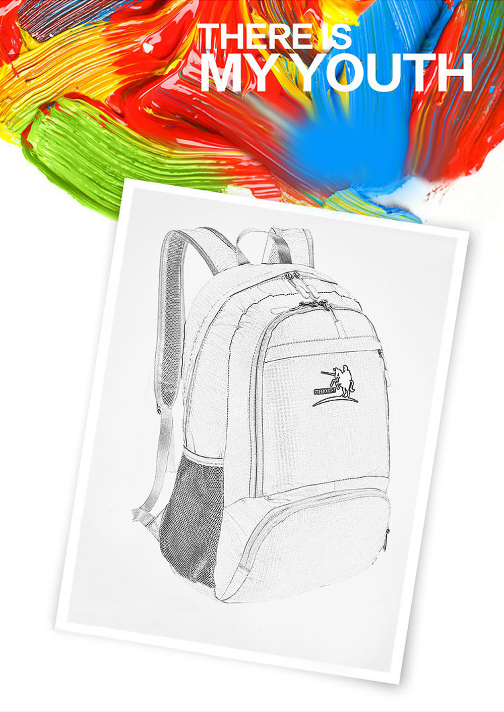 Free Knight FK0716 Nylon Folding Water Resistant Backpack Schoolbag for Camping Hiking Traveling Sports