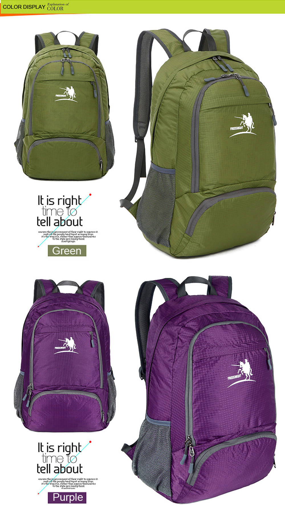 Free Knight FK0716 Nylon Folding Water Resistant Backpack Schoolbag for Camping Hiking Traveling Sports