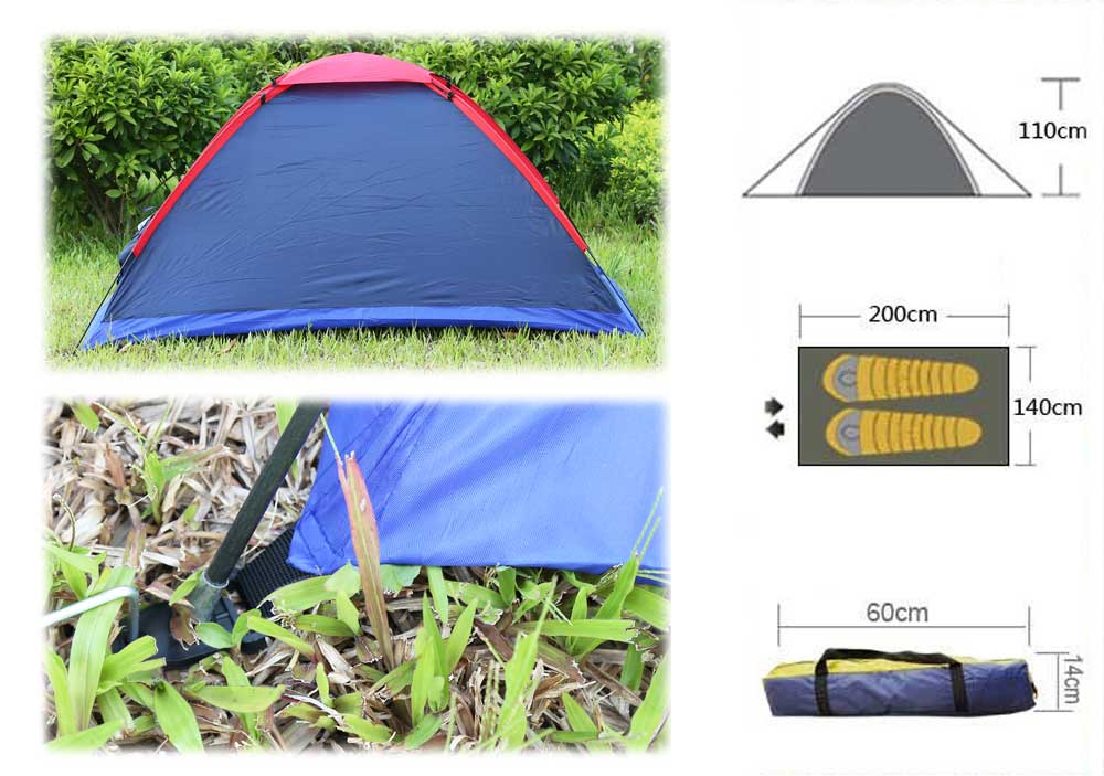 Outdoor Camping Polyester Fiber Tent Fiberglass Pole for Two Persons with Bag for Picnic Travel Hiking Adventure Outdoor Camping Polyester Fiber Tent Fiberglass Pole for Two Persons with Bag for Picnic Travel Hiking Adventure