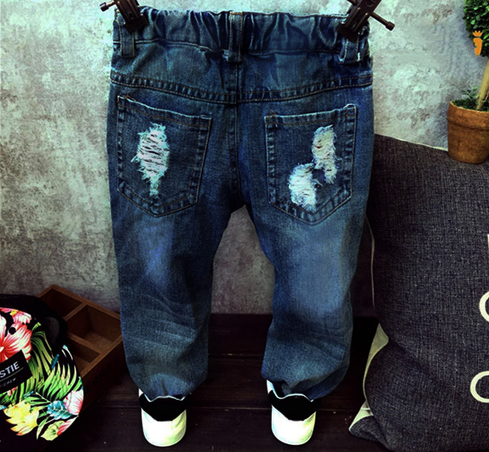 Fashion Personality Children Denim Pants with Pockets