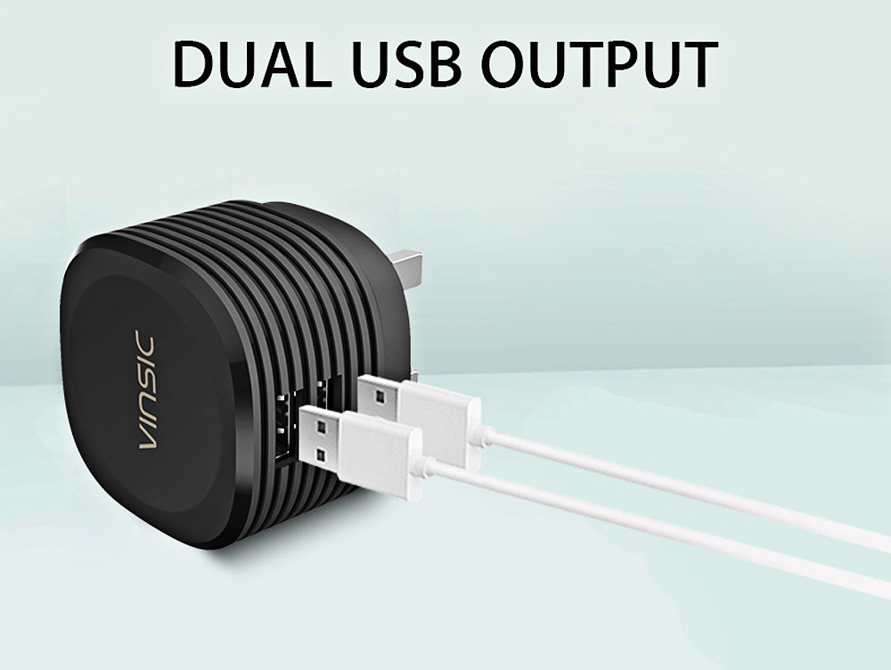 VINSIC VSCW207 Wall Charger Dual USB Output Charging Adapter VINSIC VSCW207 Wall Charger Dual USB Output Charging Adapter