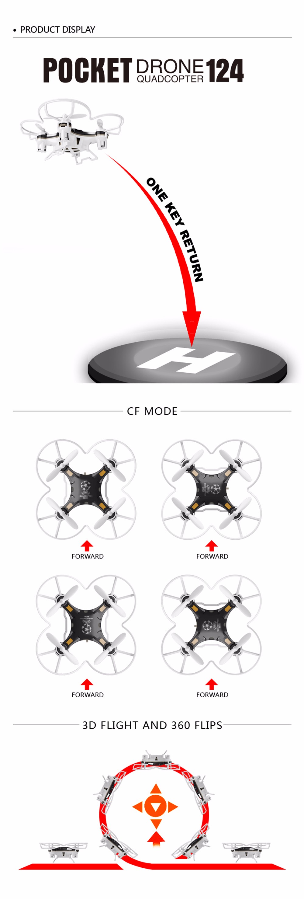 SBEGO - 124 2.4G 4CH 6-Axis Gyro RTF Remote Control Pocket Quadcopter Toy